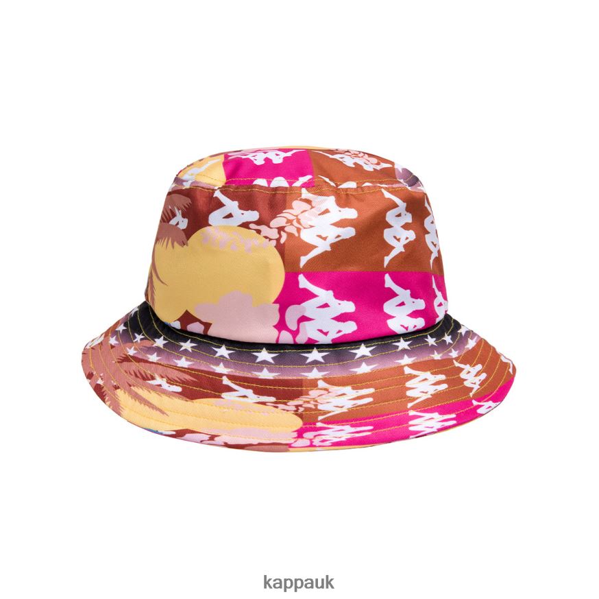 Kappa Authentic Graphik Timmy Bucket Hat Brown Yellow 408H4N299 - Kappa Trainers UK