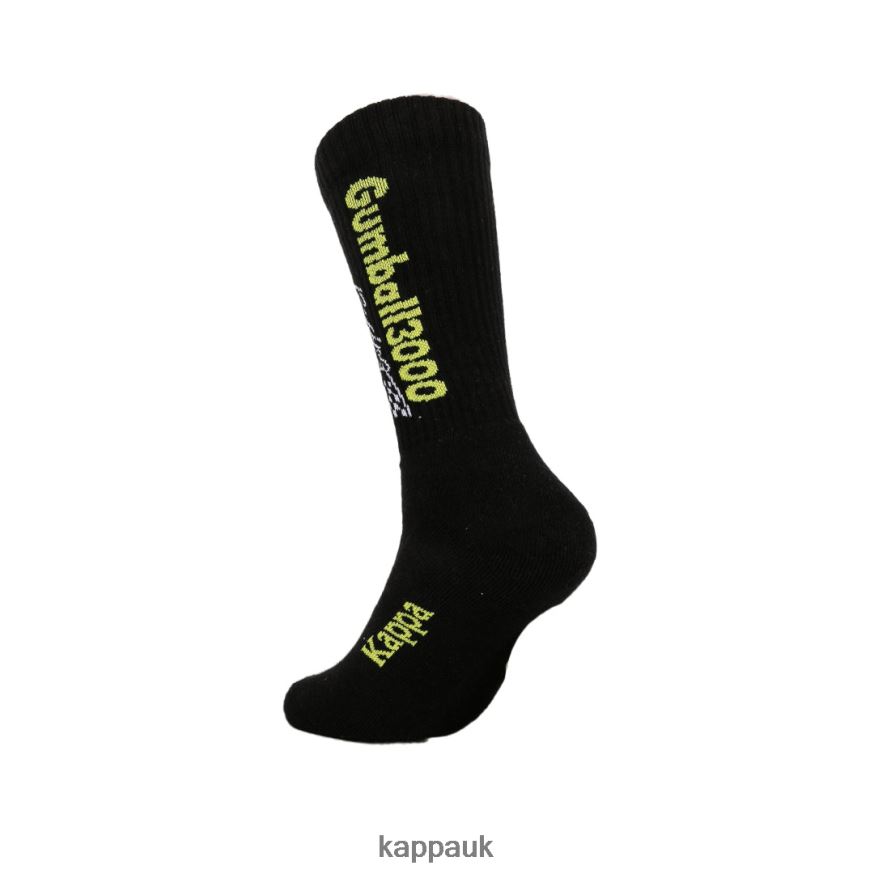 Kappa Authentic Andre 1 Pack Gumball 3000 Socks Black White Lime 408H4N358 - Kappa UK