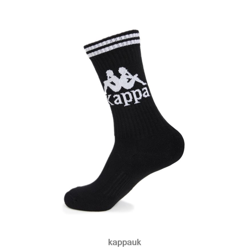Kappa Authentic Aster Socks 1 Pack Black White 408H4N353 - Kappa Trainers UK
