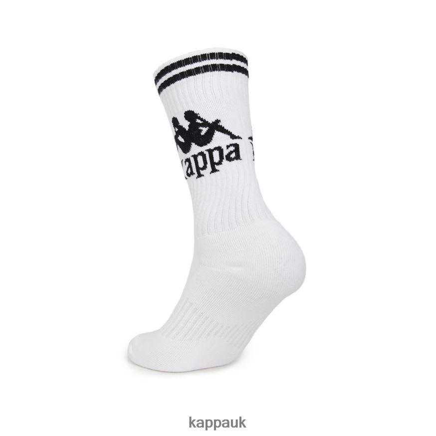 Kappa Authentic Aster Socks 1 Pack White Black 408H4N352 - Kappa UK