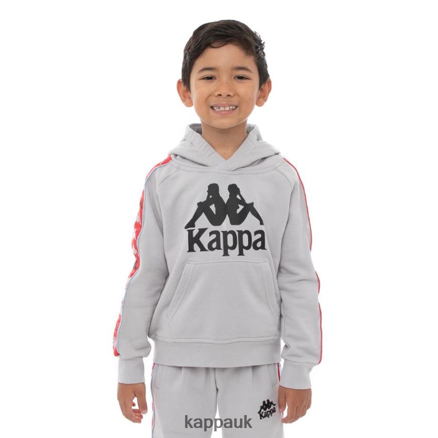 Kappa Kids 222 Banda Hurtado 3 Hoodie Grey Blue Red 408H4N559 - Kappa UK