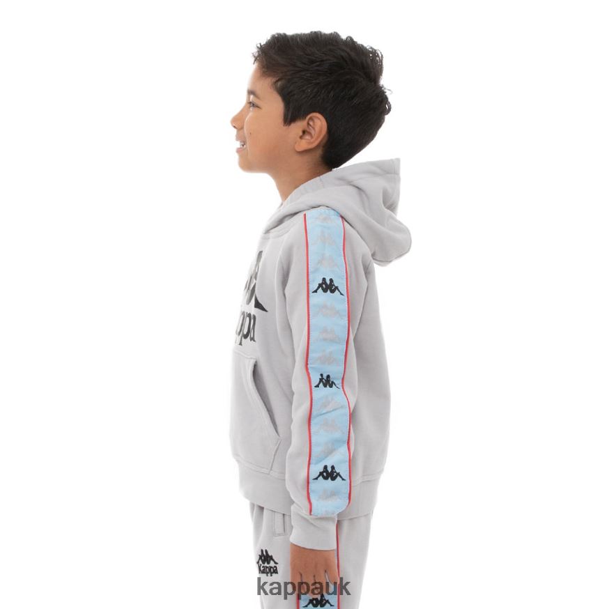 Kappa Kids 222 Banda Hurtado 3 Hoodie Grey Blue Red 408H4N559 - Kappa UK