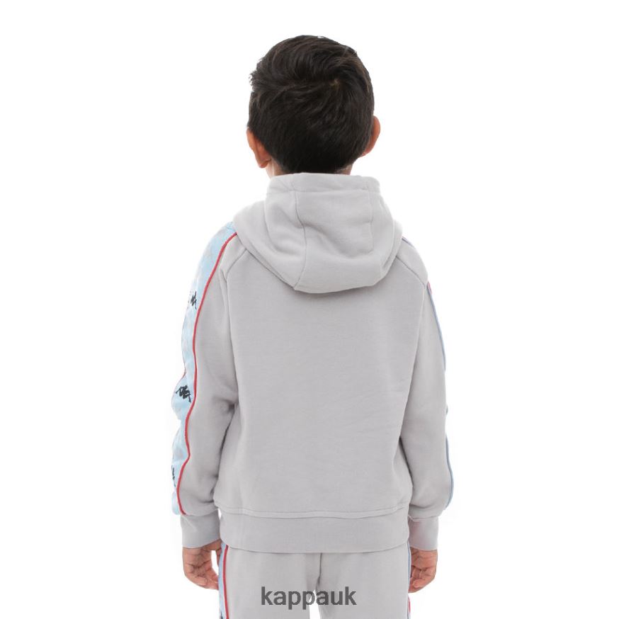 Kappa Kids 222 Banda Hurtado 3 Hoodie Grey Blue Red 408H4N559 - Kappa UK