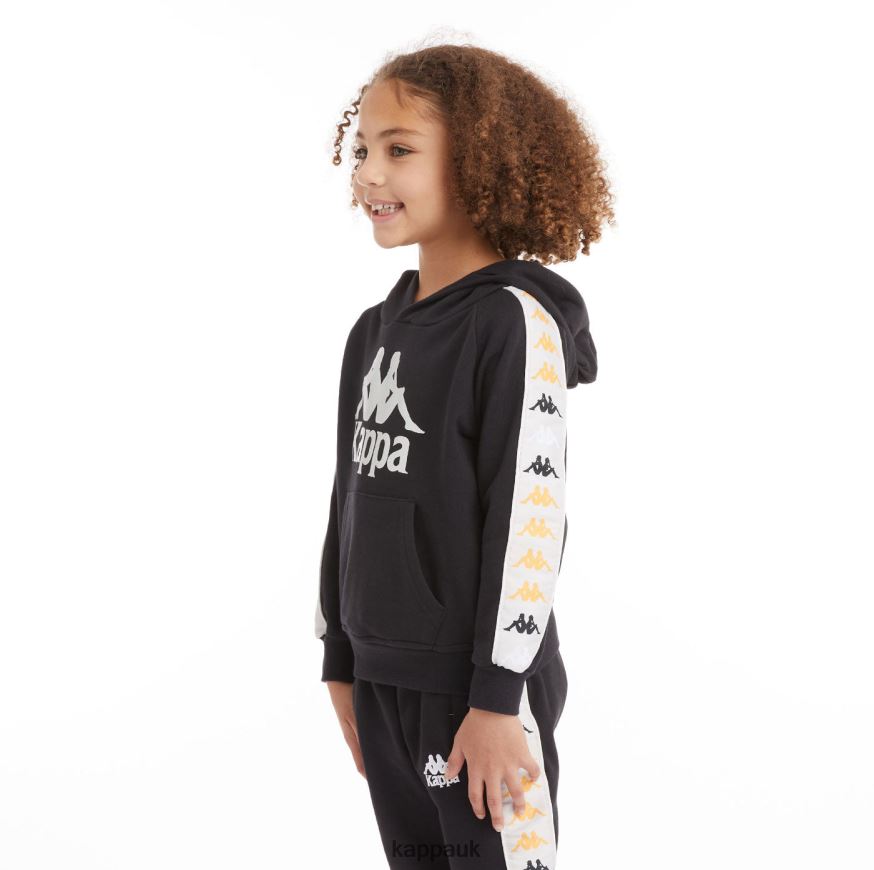 Kappa Kids 222 Banda Hurtado 4 Hoodie Black Smoke 408H4N528 - Kappa Tracksuit UK