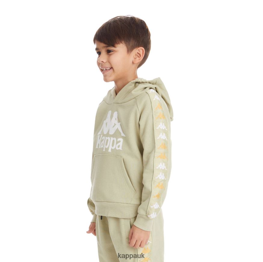Kappa Kids 222 Banda Hurtadon Hoodie Green Sage 408H4N534 - Kappa Tracksuit UK