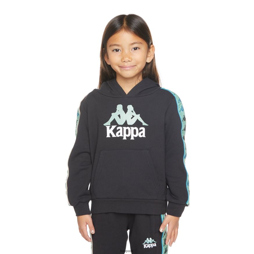 Kappa Kids 222 Banda Rocket Hoodie Black Smoke Sage 408H4N508 - Kappa UK