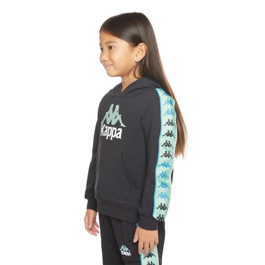 Kappa Kids 222 Banda Rocket Hoodie Black Smoke Sage 408H4N508 - Kappa UK