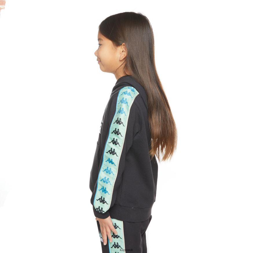 Kappa Kids 222 Banda Rocket Hoodie Black Smoke Sage 408H4N508 - Kappa UK