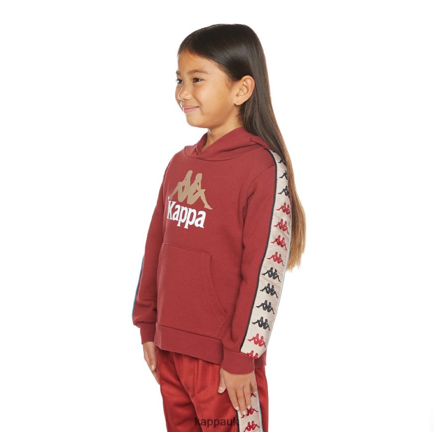 Kappa Kids 222 Banda Rocket Hoodie Maroon Turqoise 408H4N507 - Kappa Tracksuit UK