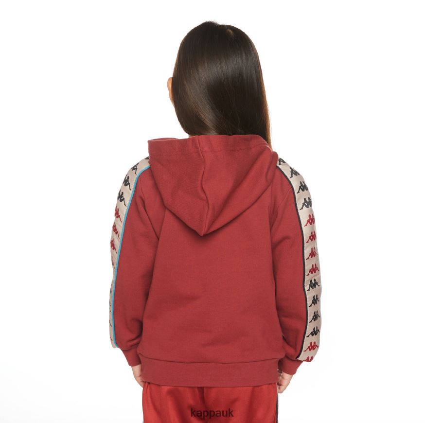 Kappa Kids 222 Banda Rocket Hoodie Maroon Turqoise 408H4N507 - Kappa Tracksuit UK