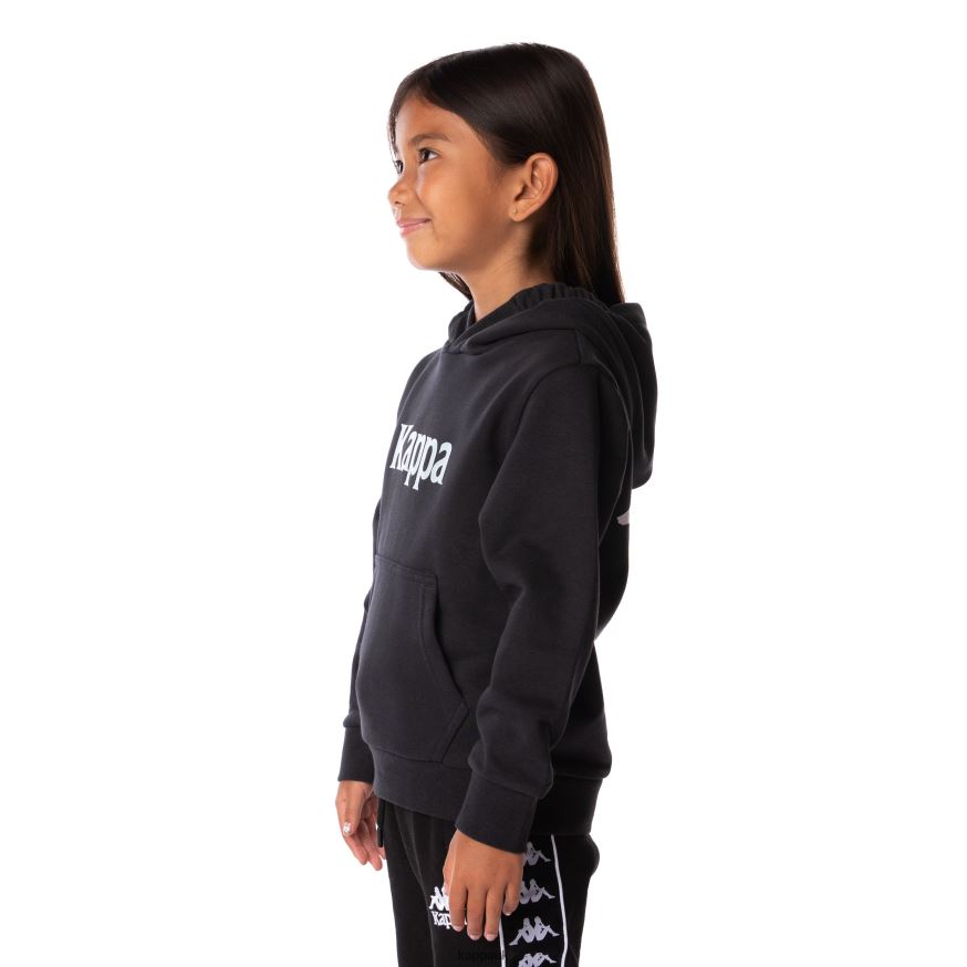 Kappa Kids Authentic Haris Hoodie Black Smoke 408H4N513 - Kappa Tracksuit UK