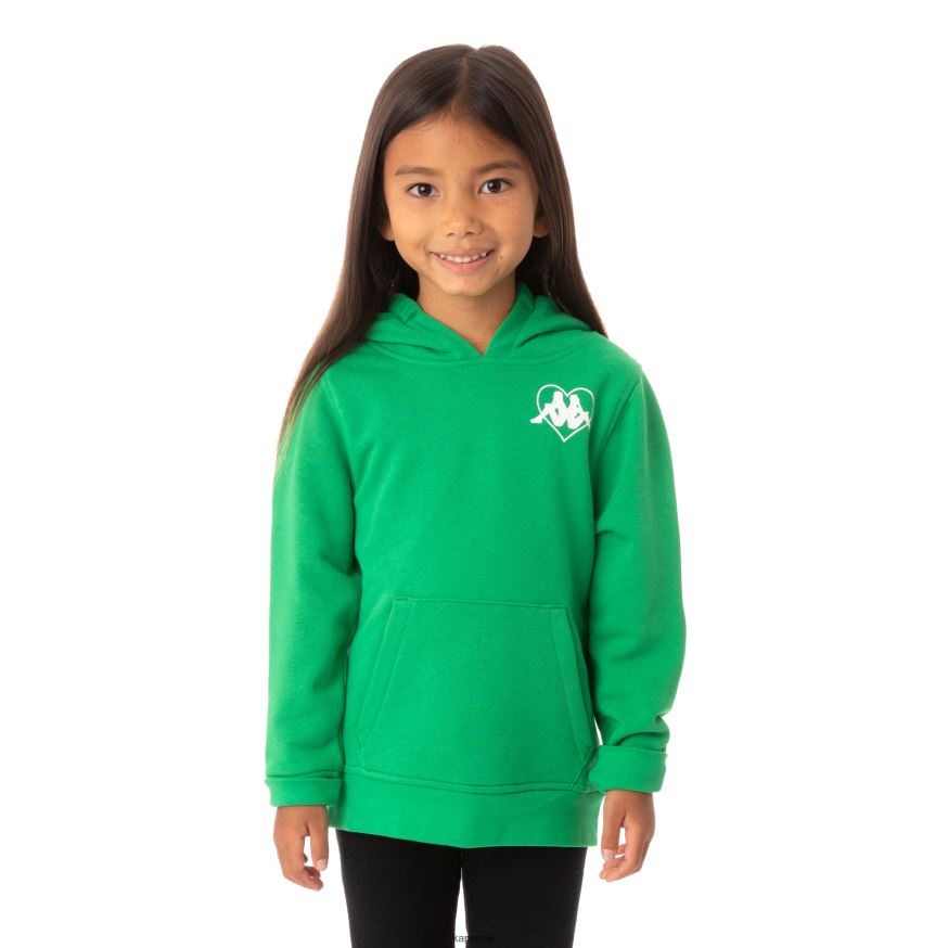 Kappa Kids Authentic Love Torun Hoodie Green 408H4N552 - Kappa Tracksuit UK