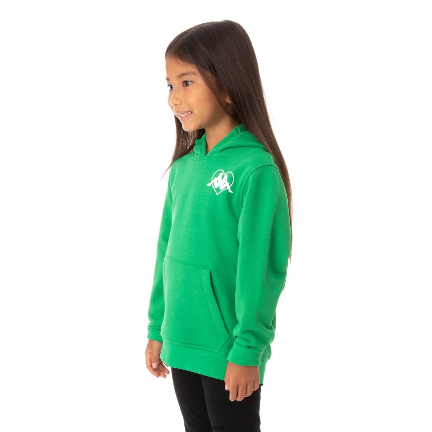 Kappa Kids Authentic Love Torun Hoodie Green 408H4N552 - Kappa Tracksuit UK
