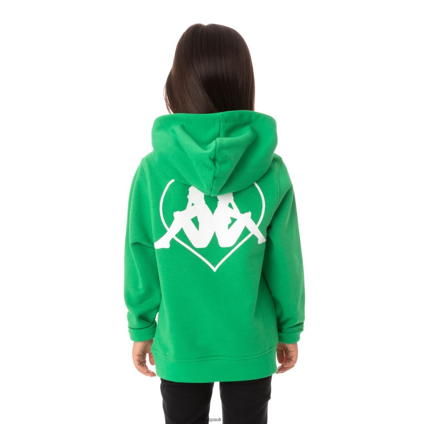 Kappa Kids Authentic Love Torun Hoodie Green 408H4N552 - Kappa Tracksuit UK