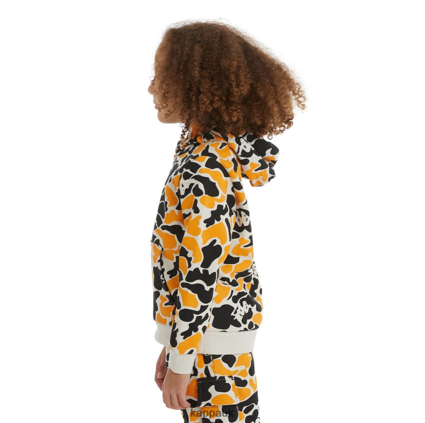 Kappa Kids Authentic Picadilly Hoodie Black Smoke Light Orange 408H4N522 - Kappa Tracksuit UK