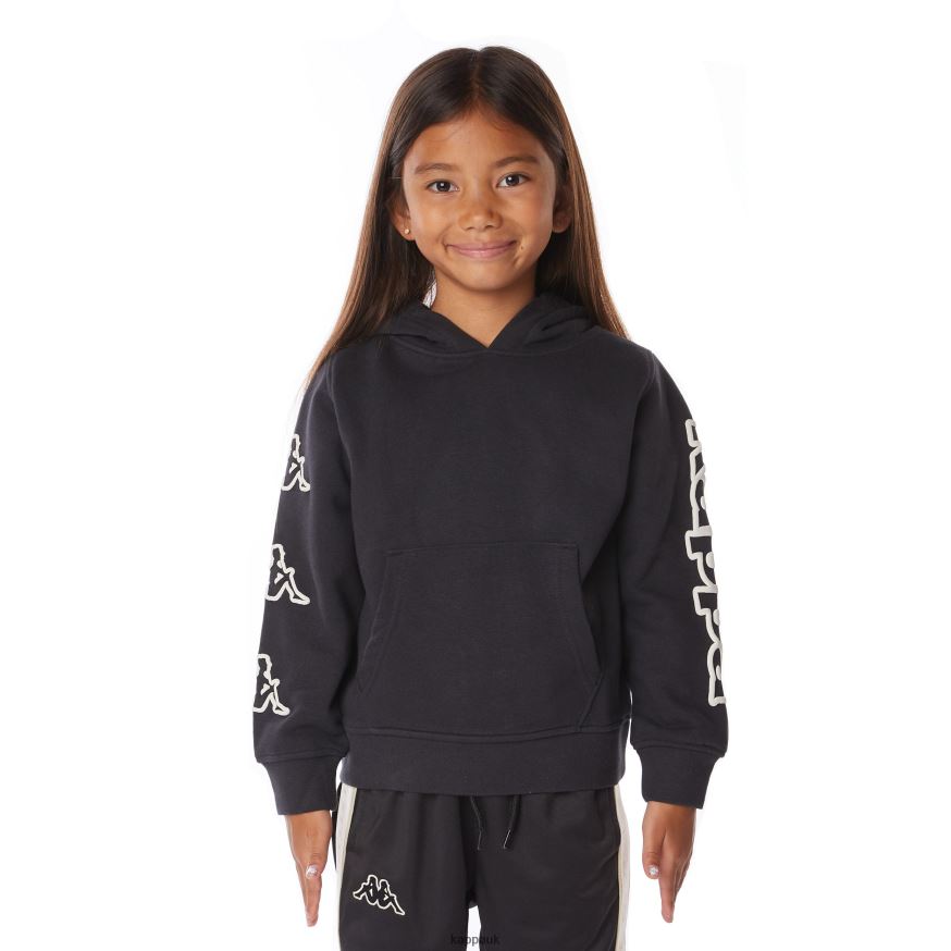Kappa Kids Logo Avo Hoodie Black Smoke 408H4N510 - Kappa Tracksuit UK