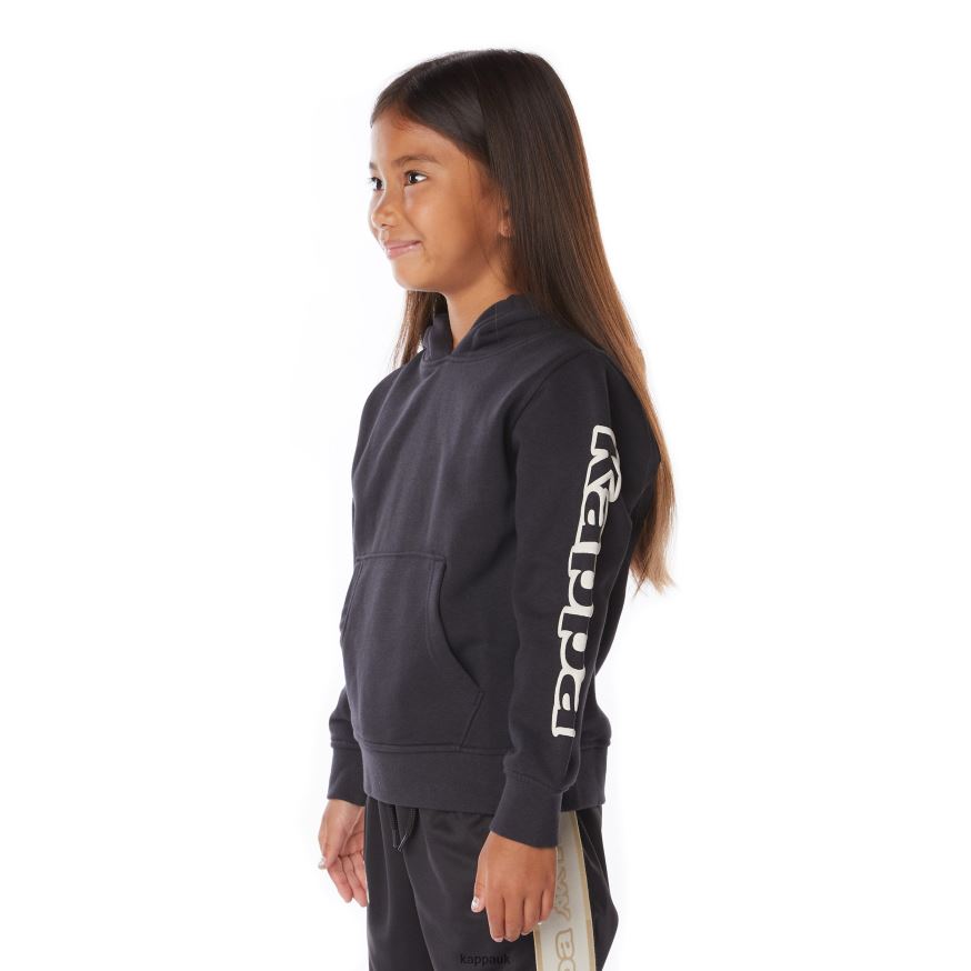 Kappa Kids Logo Avo Hoodie Black Smoke 408H4N510 - Kappa Tracksuit UK