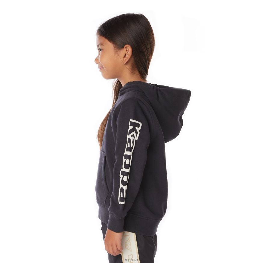 Kappa Kids Logo Avo Hoodie Black Smoke 408H4N510 - Kappa Tracksuit UK