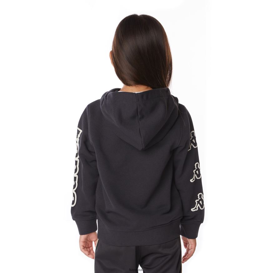 Kappa Kids Logo Avo Hoodie Black Smoke 408H4N510 - Kappa Tracksuit UK