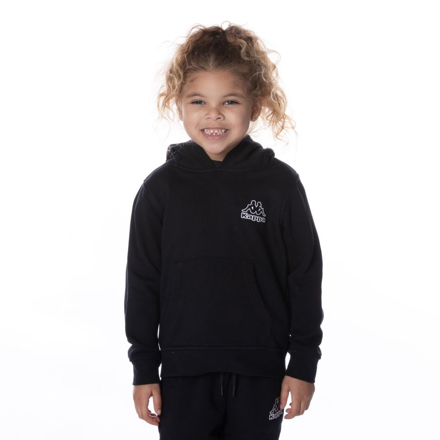 Kappa Kids Logo Covington Hoodie Black Smoke 408H4N505 - Kappa UK