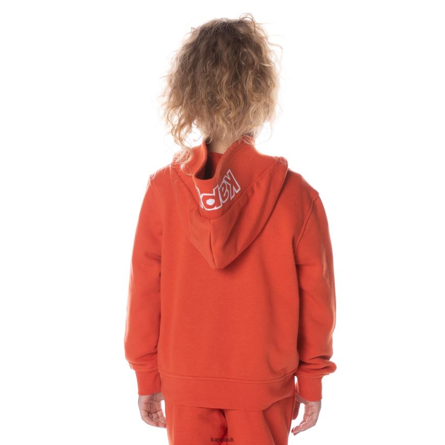 Kappa Kids Logo Covington Hoodie Burnt Orange 408H4N504 - Kappa Tracksuit UK