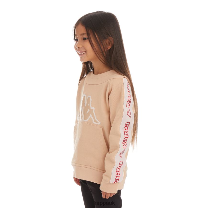 Kappa Kids Logo Tape Apet 2 Hoodie Beige 408H4N530 - Kappa Trainers UK