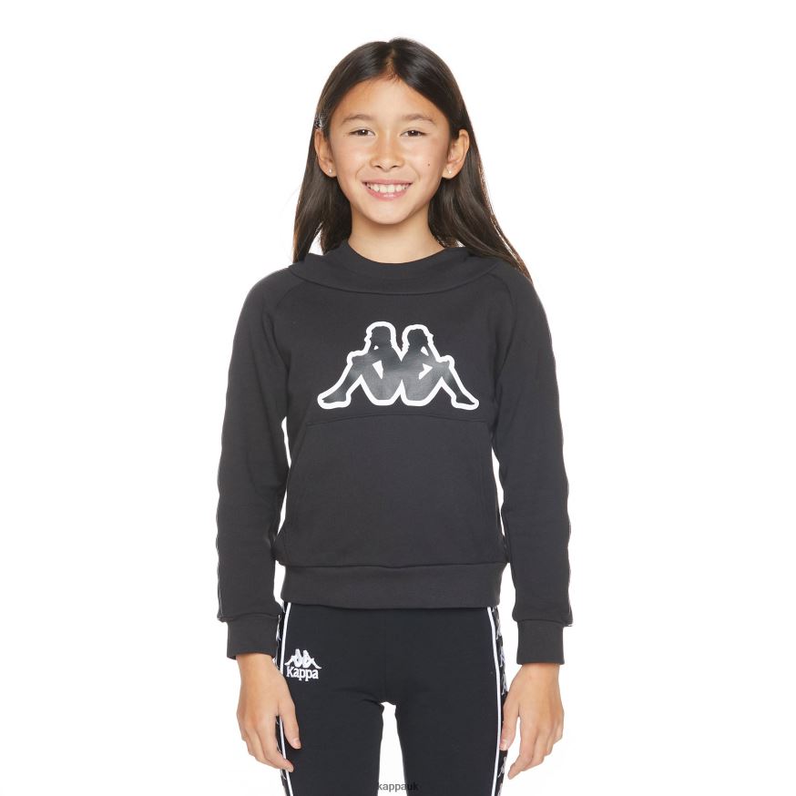 Kappa Kids Logo Tape Apet 2 Hoodie Black Smoke 408H4N506 - Kappa Trainers UK