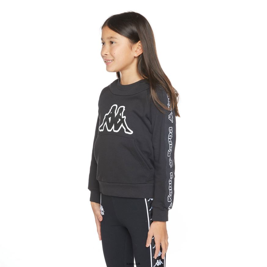 Kappa Kids Logo Tape Apet 2 Hoodie Black Smoke 408H4N506 - Kappa Trainers UK