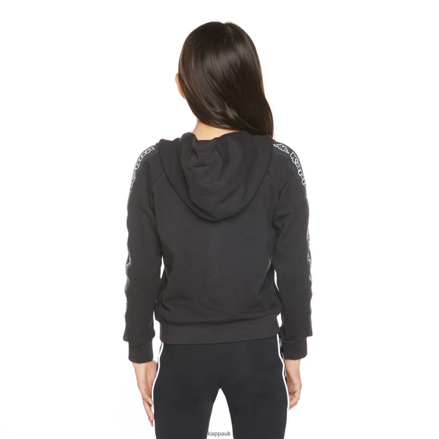 Kappa Kids Logo Tape Apet 2 Hoodie Black Smoke 408H4N506 - Kappa Trainers UK