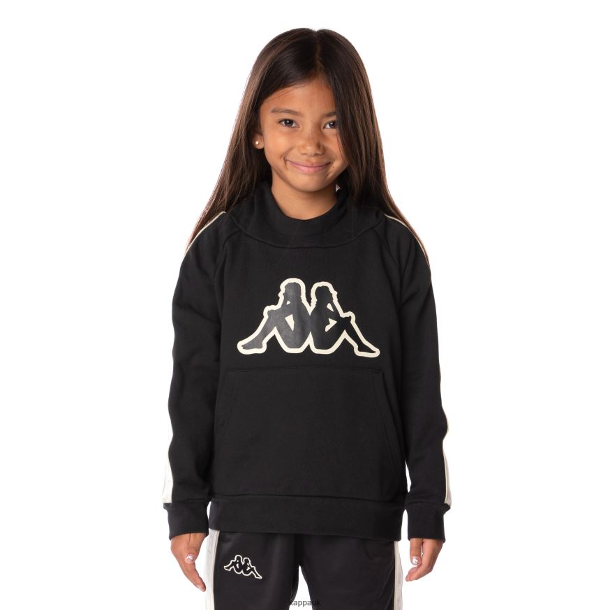 Kappa Kids Logo Tape Apet 2 Hoodie Black Smoke 408H4N512 - Kappa Trainers UK