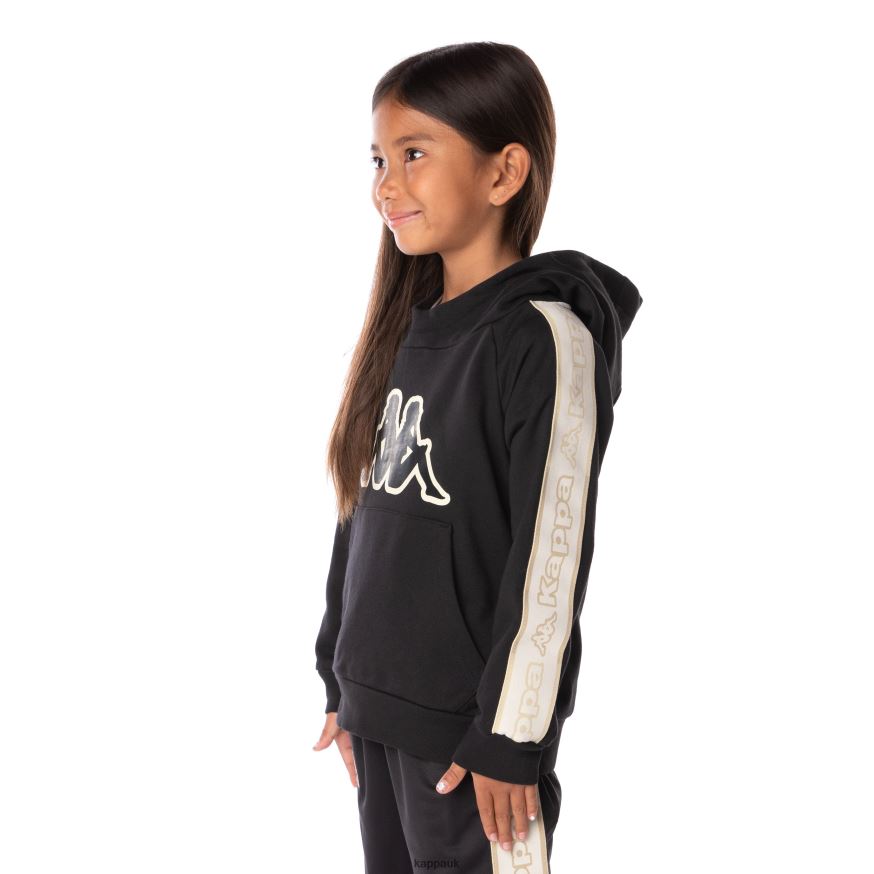 Kappa Kids Logo Tape Apet 2 Hoodie Black Smoke 408H4N512 - Kappa Trainers UK