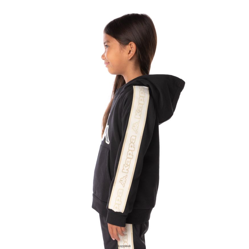 Kappa Kids Logo Tape Apet 2 Hoodie Black Smoke 408H4N512 - Kappa Trainers UK