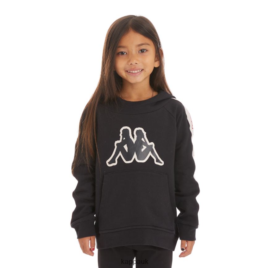 Kappa Kids Logo Tape Apet 2 Hoodie Black Smoke 408H4N531 - Kappa Tracksuit UK