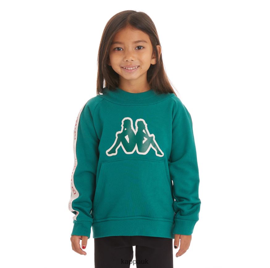 Kappa Kids Logo Tape Apet 2 Hoodie Dark Green 408H4N536 - Kappa Trainers UK