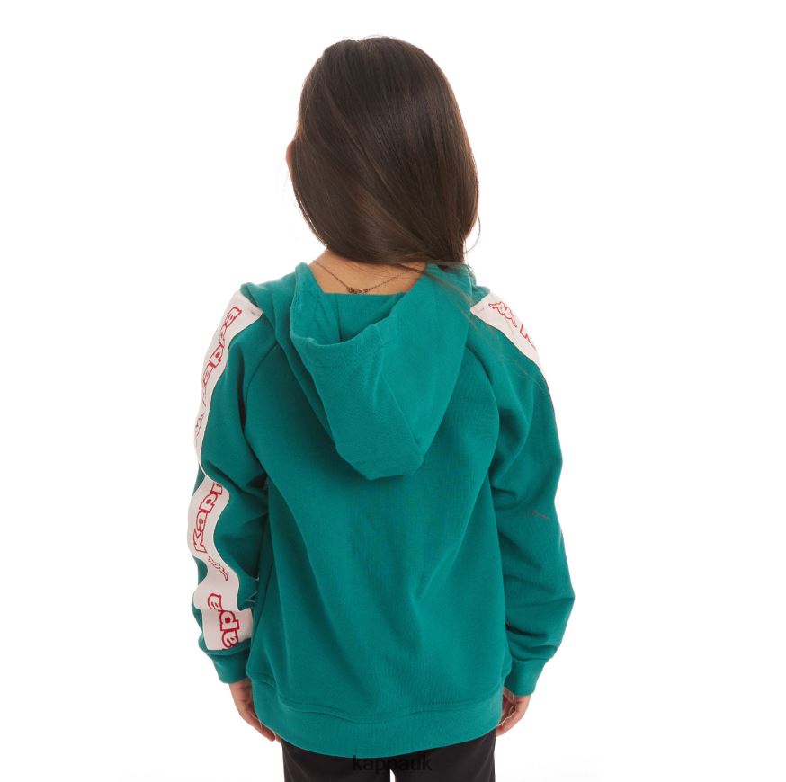 Kappa Kids Logo Tape Apet 2 Hoodie Dark Green 408H4N536 - Kappa Trainers UK