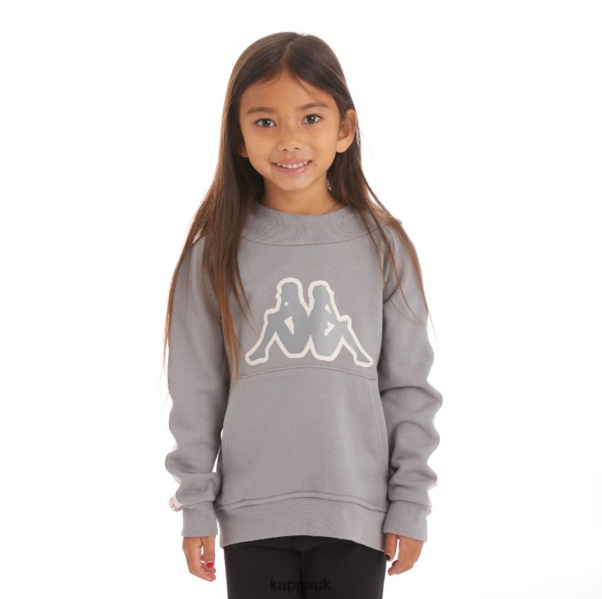Kappa Kids Logo Tape Apet 2 Hoodie Grey 408H4N537 - Kappa Tracksuit UK