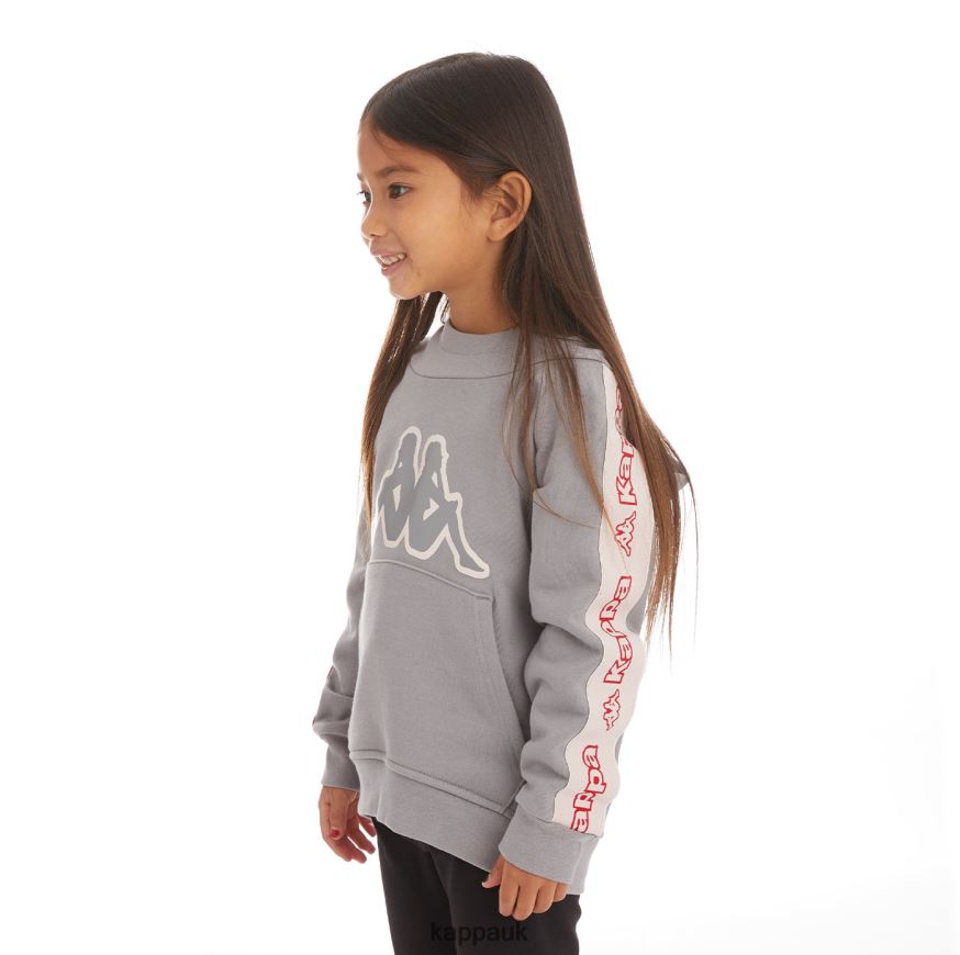 Kappa Kids Logo Tape Apet 2 Hoodie Grey 408H4N537 - Kappa Tracksuit UK