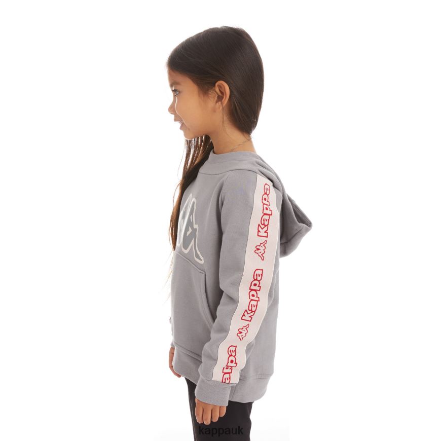 Kappa Kids Logo Tape Apet 2 Hoodie Grey 408H4N537 - Kappa Tracksuit UK