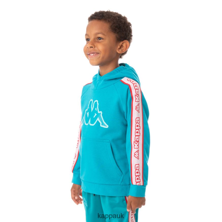 Kappa Kids Logo Tape Apet 2 Hoodie Peacock 408H4N545 - Kappa Trainers UK