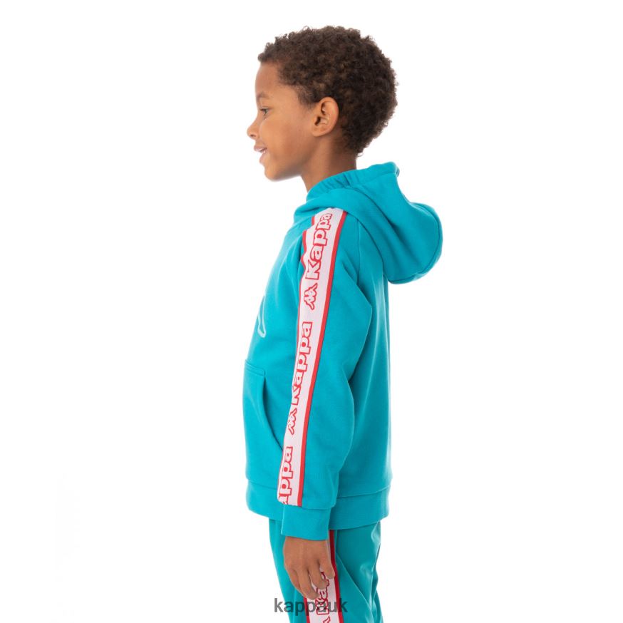 Kappa Kids Logo Tape Apet 2 Hoodie Peacock 408H4N545 - Kappa Trainers UK