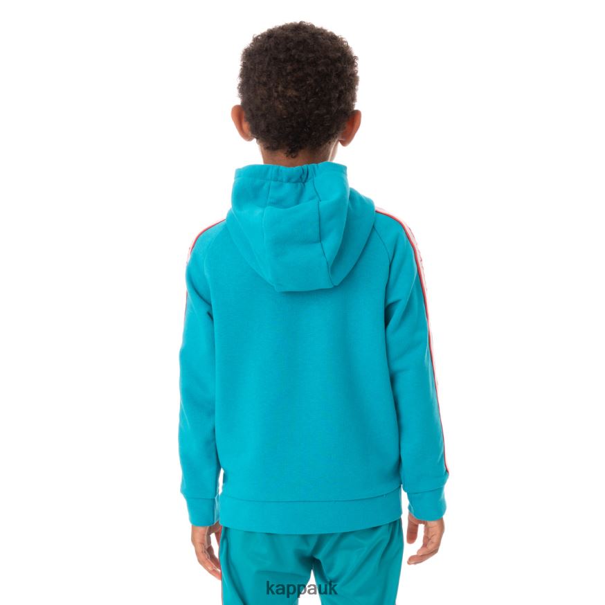 Kappa Kids Logo Tape Apet 2 Hoodie Peacock 408H4N545 - Kappa Trainers UK