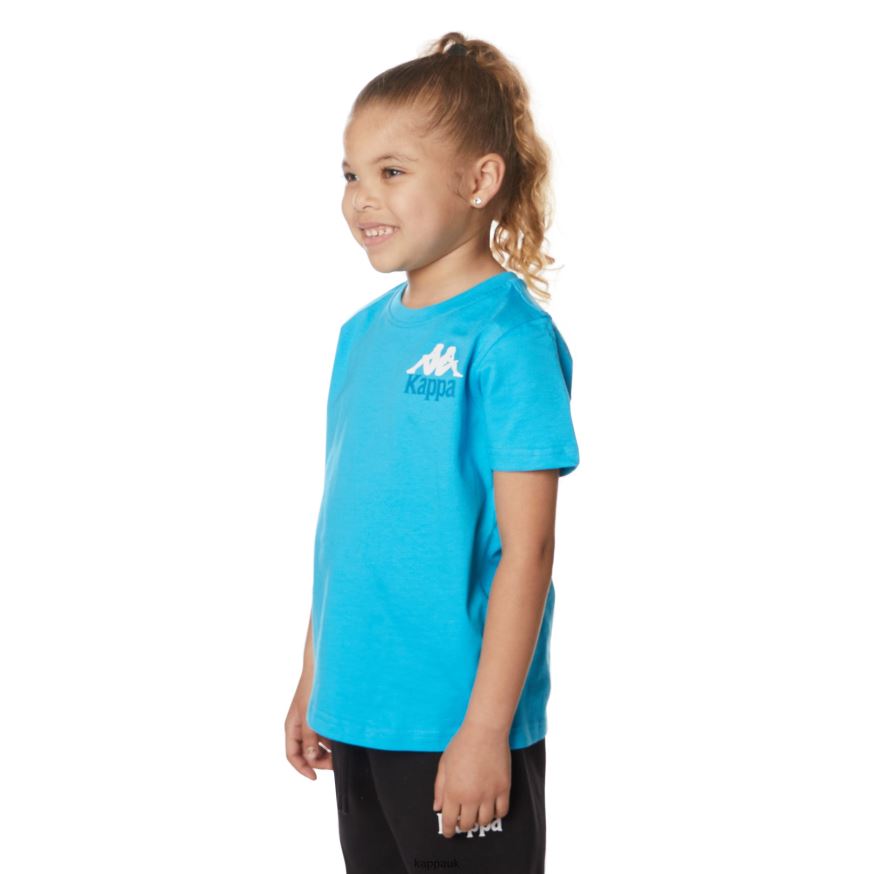 Kappa Kids Authentic Ables T-Shirt Turquoise 408H4N645 - Kappa Tracksuit UK