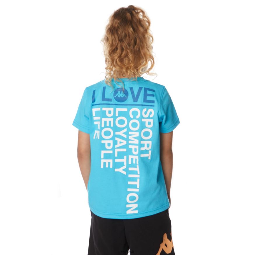 Kappa Kids Authentic Bytom T-Shirt Turquoise 408H4N647 - Kappa Trainers UK