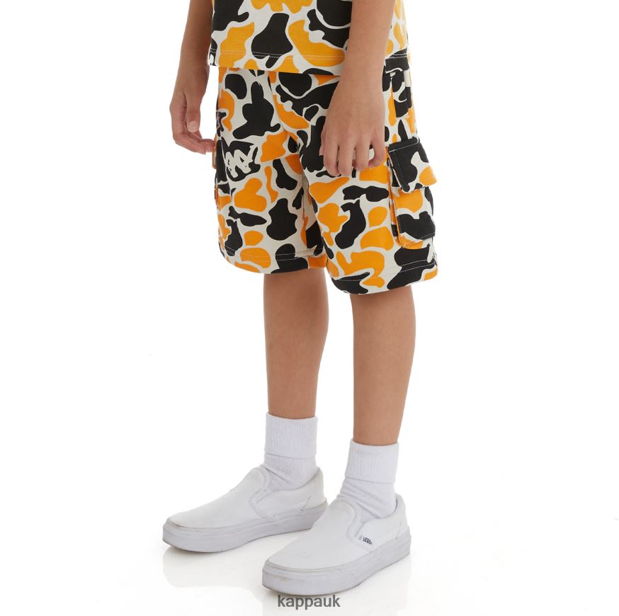 Kappa Kids Authentic Pathos Shorts Black Smoke Light Orange 408H4N633 - Kappa Tracksuit UK