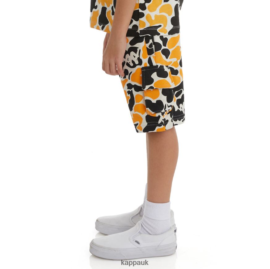 Kappa Kids Authentic Pathos Shorts Black Smoke Light Orange 408H4N633 - Kappa Tracksuit UK