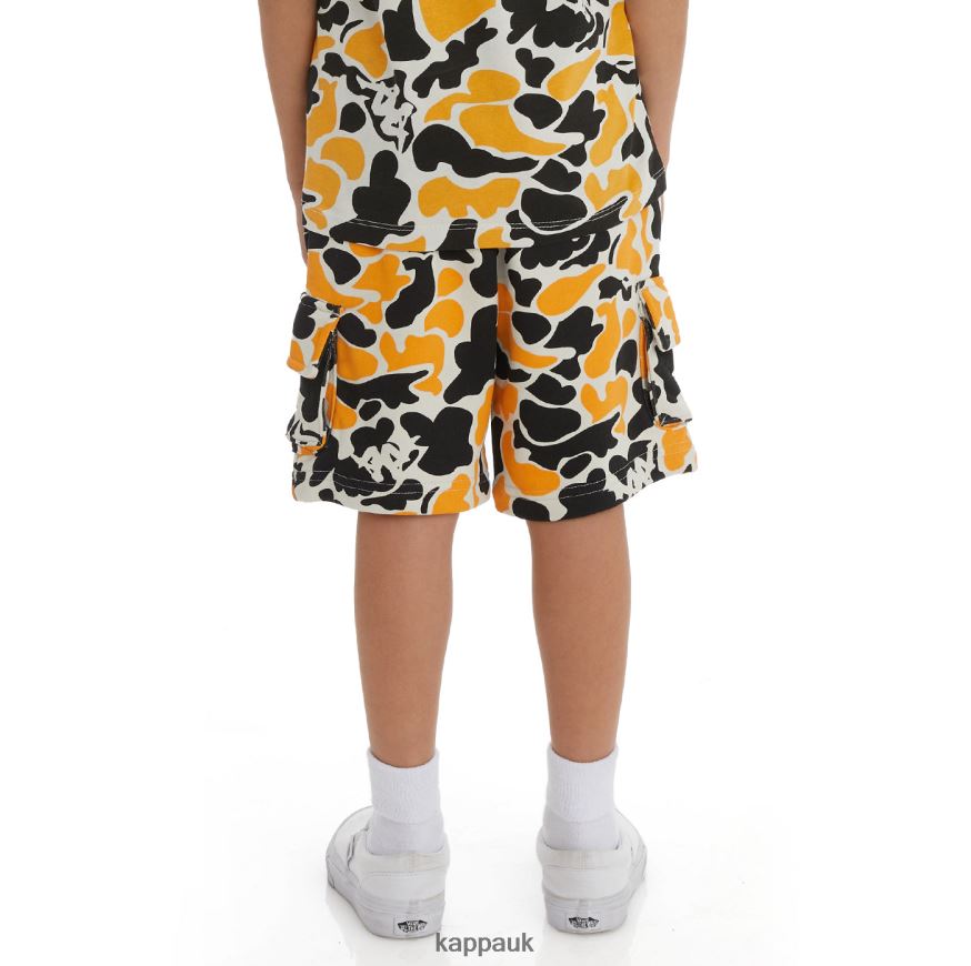 Kappa Kids Authentic Pathos Shorts Black Smoke Light Orange 408H4N633 - Kappa Tracksuit UK