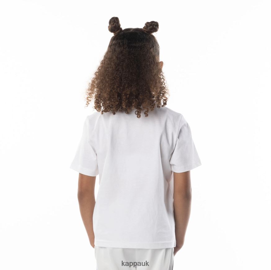 Kappa Kids Logo Tape Bant T-Shirt White Blue 408H4N615 - Kappa Tracksuit UK