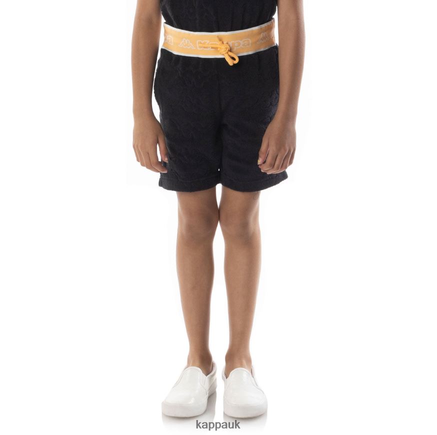Kappa Kids Logo Tape Eko Shorts Black Smoke Orange 408H4N617 - Kappa Trainers UK