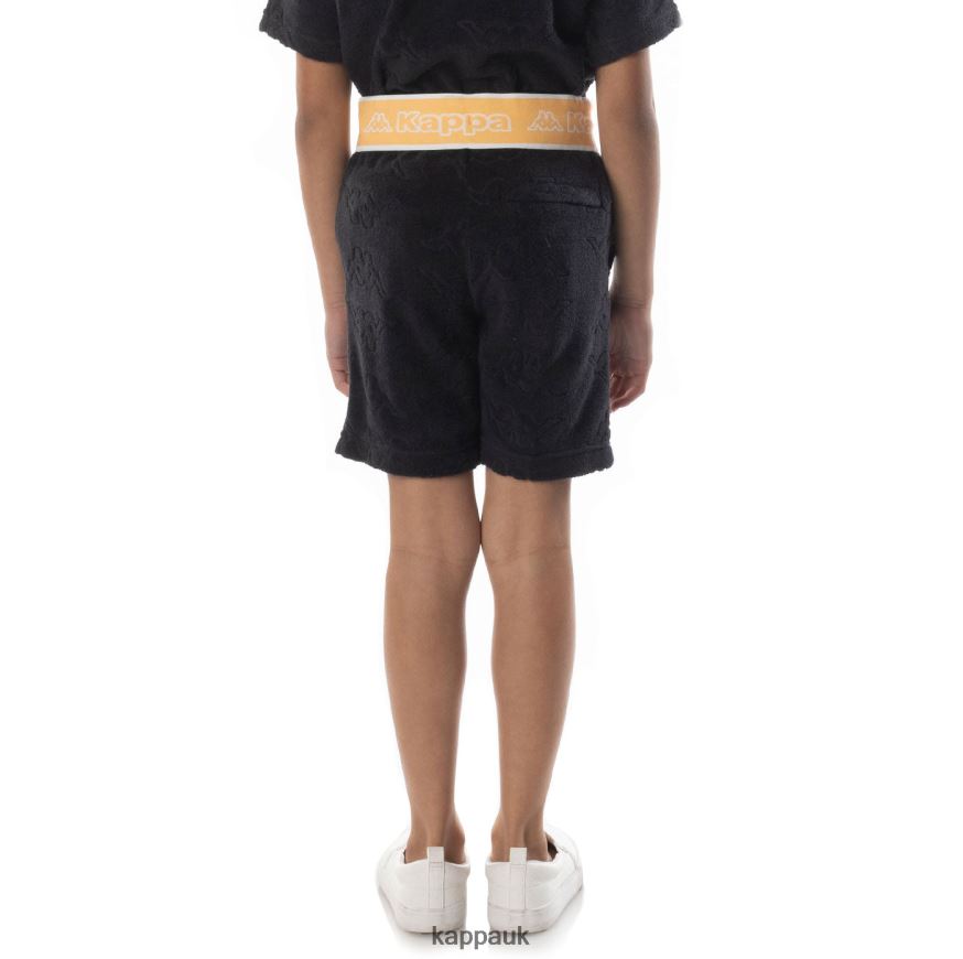 Kappa Kids Logo Tape Eko Shorts Black Smoke Orange 408H4N617 - Kappa Trainers UK