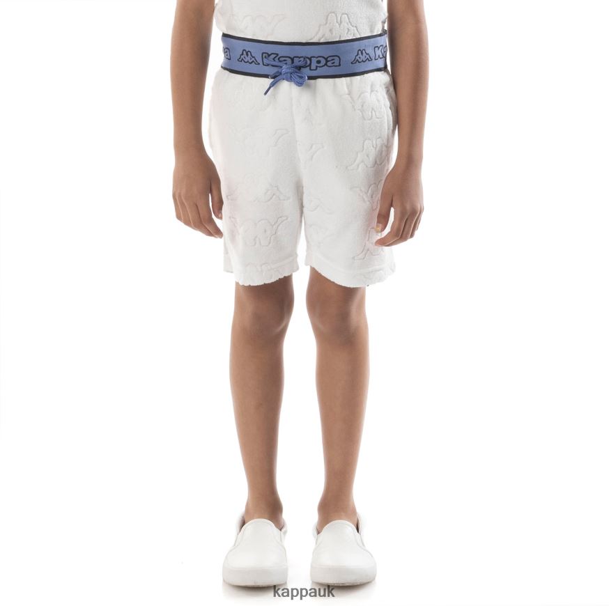 Kappa Kids Logo Tape Eko Shorts White Blue 408H4N616 - Kappa UK